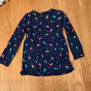 Lands' End Navy Kids Shirt with Multicolor unicorn  Print